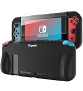 Teyomi Protective Silicone Case for Nintendo Switch, Grip Cover with Tempered Glass Screen Protec...