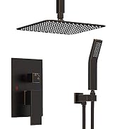 Oil Rubbed Bronze Shower System, Ceiling Mount Rain Shower Combo Set with 10 Inch Shower Head, Ha...