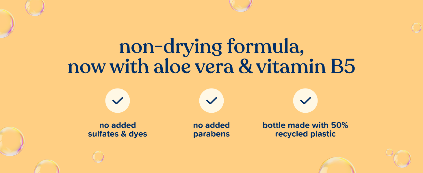 non-drying formula with aloe vera and vitamin B5 no added sulfates dyes paraben