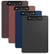 Ysenchan Plastic Clipboard (Set of 4), Colorful Clip Boards with Metal Clip, Standard A4 Letter S...