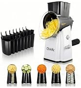 ChinKc Upgrade Rotary Cheese Grater Shredder with Handle, Strong Suction Base, Multi-purpose Rota...