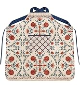 patdrea Blue Floral Linen Apron with Pocket,French Kitchen Garden Chef BBQ Aprons for Women and M...
