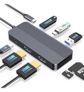 Docking Station Dual Monitor for HP/Dell/Lenovo/MacBook, USB C Hub Adapter with Dual 4K HDMI, 8-i...