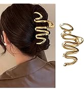 Gold Irregular Hair Claw Clips Elegant Metal Hair Clip Exquisite Wave Designs Hair Jaw Clips Larg...
