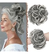 FESHFEN Messy Bun Hair Pieces - Large Wavy Curly Elastic Hair Bun Scrunchies Ponytail Extensions ...