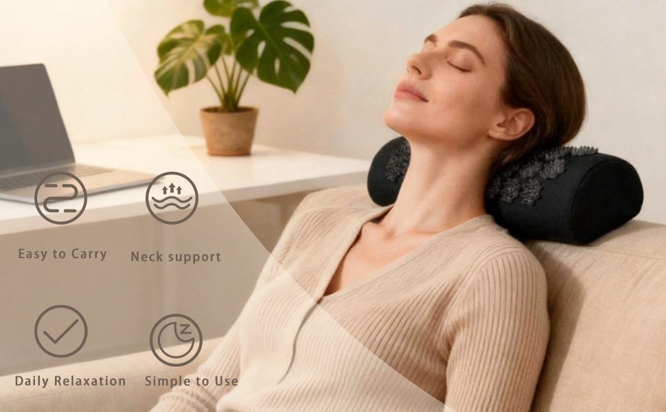 ergonomic black neck support pillow for sofa relaxation travel and home use
