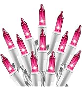 Christmas Pink Mini String Lights - 100 Count 25 Feet Detachable Incandescent Bulb Waterproof Fai...