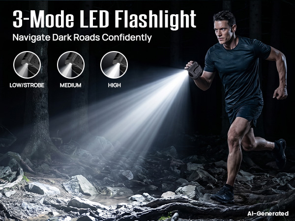3-mode LED portable body fan lights dark trails and uneven ground for safer night use