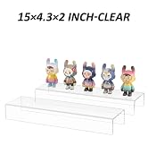 Hexsonhoma Acrylic Shelf Riser 15x4.3x2 pack of 2, Clear Display Shelf 10” for Figure, Cosmetics,...