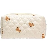 PAZIMIIK Vintage Quilted Makeup Bag Cosmetic Pouch for Brushes Pencils and Travel Make Up Accesso...