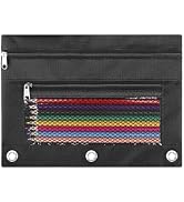 ASBEFORE Pencil Pouch for 3 Ring Binder - 3 Hole Zipper Pen Case Bag Holder Bulk Accessories Clea...