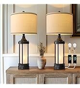 25'' Table Lamps for Bedroom Living Room Lamps Set of 2 Farmhouse Nightstand Bedside Lamps with U...