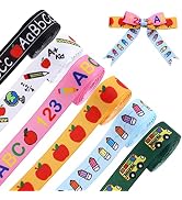 Whaline 6 Rolls Back to School Grosgrain Ribbon 30 Yards School Teacher Themed Ribbon School Bus ...