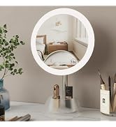 MIROAMZ 9.5" Lighted Makeup Mirror with Storage, Mirror with Lights for Makeup Desk, 1X 10X Magni...