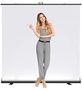 WASJOYE Large Collapsible White Backdrop Screen - 79 x 79 in Portable Retractable Panel Photo Bac...