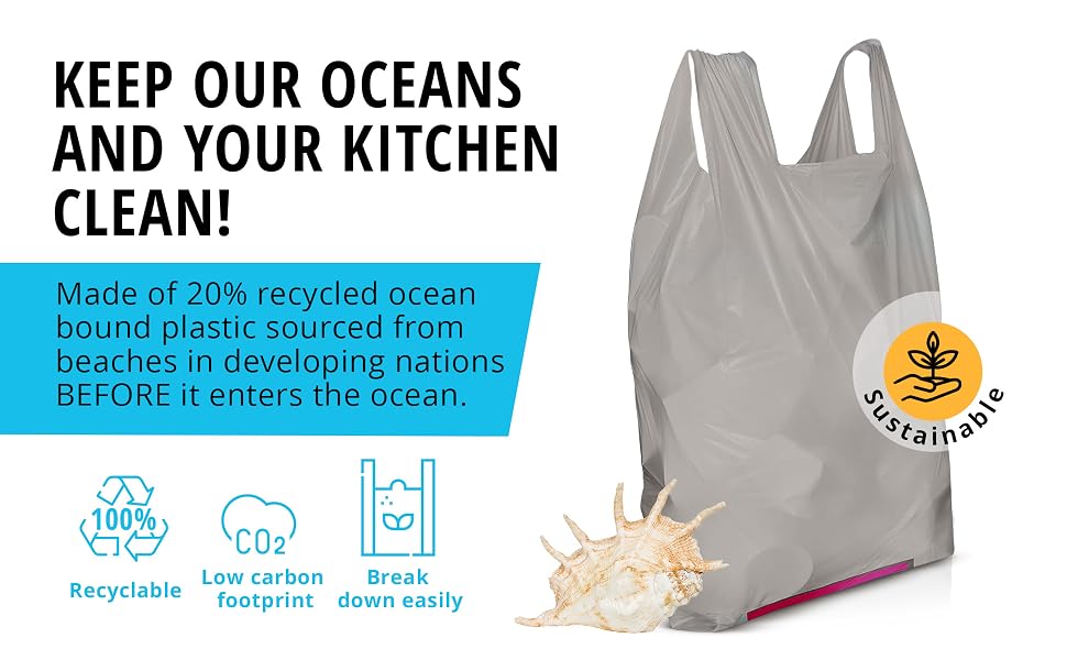 hippo sak tall kitchen bags with handles garbage bags 13 gallon trash bags recyclable trash bags