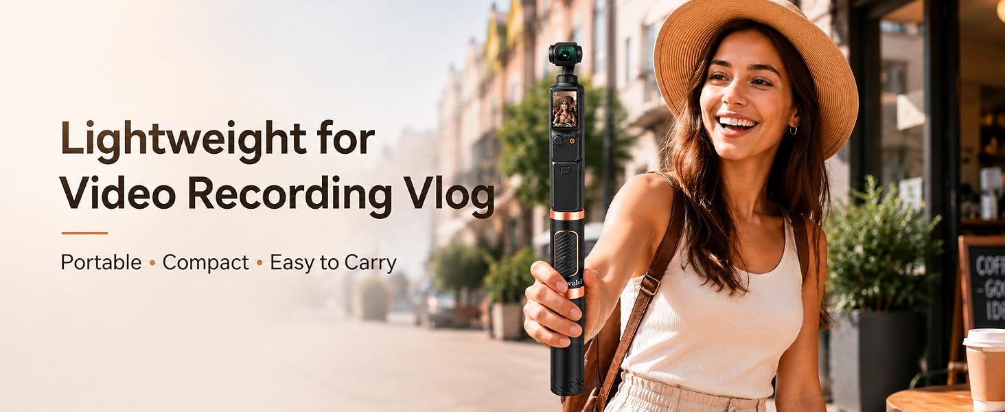 Lightweight selfie stick for video recording, portable and easy to carry for everyday use