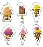 LILIAO Summer Ice Cream Cookie Cutter Set Sundae/Popsicle Biscuit and Fondant Cutters - 6 Piece -...