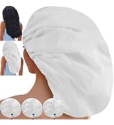 Sheomern 3 Pcs Extra Large Shower Caps for Women, Waterproof Adjustable XL Jumbo Satin Lined Show...