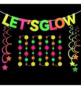 Neon Garland Neon Streamers Black Light Decorations for Dark Glow Party UV Reactive Party Favors ...
