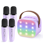 YLL Mini Karaoke Machine for Kids Adults: Portable Loud Speaker with 4 Wireless Microphones - Chr...