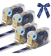 Phomemo A30 P15 Exclusive Embellish Gold Print on Navy Satin Ribbon, Fabric Ribbons for Gift Wrap...