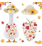 FYSUIMU Fall Porch Goose Outfits for 23 Inch Lawn Statue Goose Costume Autumn Leaves Bandana Bib ...