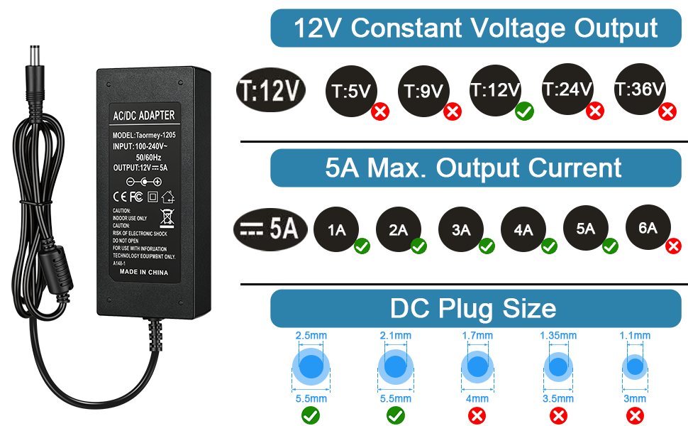 12v 5a 60w power adapter