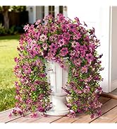 Artificial Hanging Flowers for Outdoors, 2 Pcs Fake Hanging Flowers Spring Summer Decor, UV Resis...