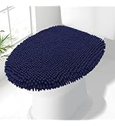 Smiry Soft Chenille Bathroom Toilet Lid Cover, Machine Washable Covers, 17.5x15, Fits Most Round,...