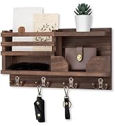 Lwenki Mail and Key Holder for Wall – Decorative 15.9” x 8.7” x 3.2” Entryway Organizer with Shel...