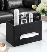 MEIBOOCH Plus Size Tissue Box Cover Rectangle, PU Leather Tissue Box Holder with Storage Tray, De...