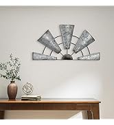 Metal Windmill Wall Decor, Rustic Farmhouse Windmill Decor Metal Wall Art for Living Room Bedroom...
