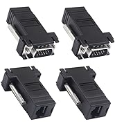 Poyiccot VGA Extender Over Ethernet Adapter, 4pcs VGA to RJ45 Adapter VGA 15 Pin Male to CAT5 CAT...