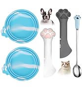 Comtim 5 PCS Pet Food Can Lids & Spoons Set - Silicone Dog Cat Food Can Covers Lids Top/Multi-Fun...