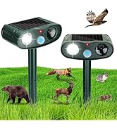 Solar Animal Repeller Outdoor & Sonic Deer Repellent Device, 2 Pack | Motion-Activated Ultrasonic...