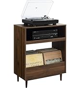 Crosley Furniture Liam Turntable Record Player Stand with Storage for Vinyl Records, Mid Century ...