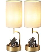 Dreamholder Table Lamp with 3 USB Charging Ports, Modern Desk Lamp with AC Outlet and Phone Stand...
