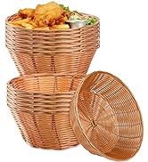 Yesland 12 Pack Plastic Round Basket Small Gift Baskets - 7 Inch Woven Bread Roll and Food Servin...