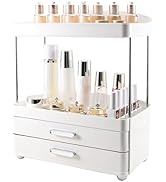 DASITON 4 Tiers Makeup Organizer, 2 Drawers Large Cosmetic Organizers for Vanity Bathroom Counter...