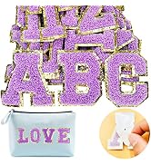 Jongdari Chenille Letter Patches Self Adhesive Letters,Iron on Letters for Clothing, 26pcs Varsit...