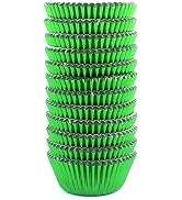 Eoonfirst Mini Foil Cupcake Liners Christmas Days Muffin Paper Baking Cups 300 Pcs (Green)