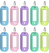 Uniclife 10 Pcs Key Labels, 5 Color Key Tags with Labels and Rings | Key Label Tags, Blank Keycha...