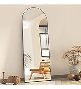 XKZG 65" x 22" Arched Full Length Mirror Floor Mirror with Wooden Frame Full Body Mirror Stand Mi...