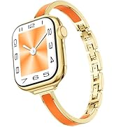 Mosonio Slim Bracelet Bands for Apple Watch Women, Elegant Thin Metal Band with Embedded Silicone...