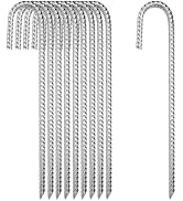 12 Inch Rebar Stakes Heavy Duty, 10 Pack Garden Stake U-Hook, Galvanized Rust Proof Metal Stakes ...