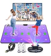 FWFX Exercise Mat for Home Workouts - Interactive Dance Game Mat Connects to TV, 2-Player Kids Pa...