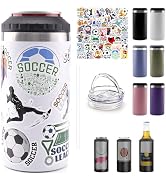 16oz Insulated Can Cooler & Tumbler with 2 Lids, Fits 12oz Beer & Soda Cans, Double Wall Stainles...
