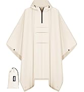 Bruvoalon 3-in-1 Rain Poncho with 1/4 Zip & Chest Pocket, Waterproof, Sunshade, Ground Mat for Ad...