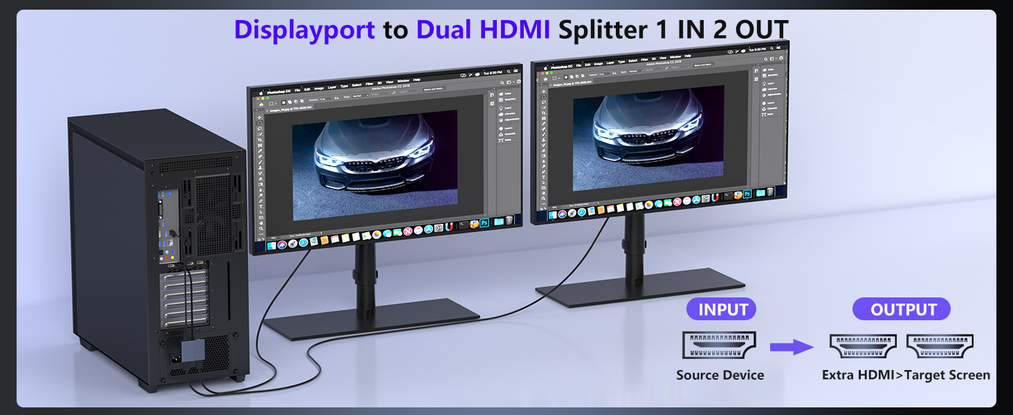 display port splitter for dual monitors